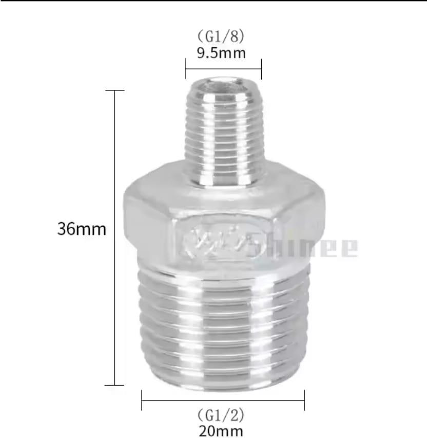 ניפל נירוסטה מעבר הברגה מ 1/2 ל 8\1 או להיפך זכר דו צדדי קמפינג לייף
