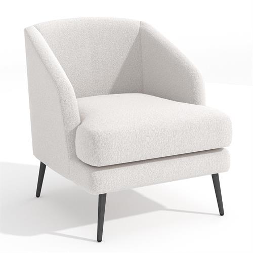 כורסא מעוצבת יוקרתית לבית דגם מקס בד בוקלה צבע לבן