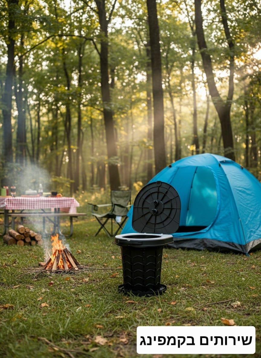 שירותים לקמפינג כיסא אסלה מתקפלת אינו תופס מקום מגיע עם שקיות ותיק אכסון קמפינג לייף