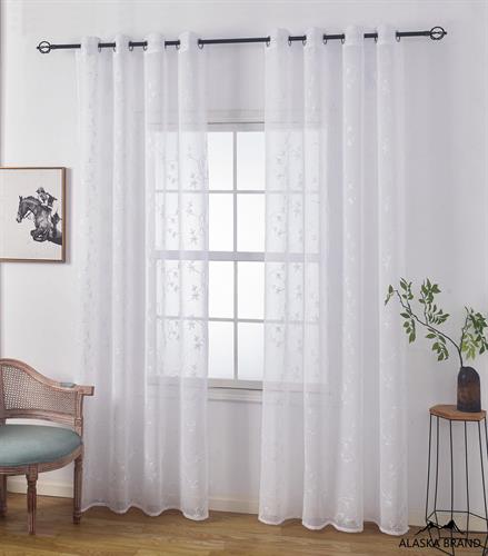 וילון איכותי שקוף דגם - אמרלד לבן