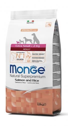 MONGE- XS   לכלב אדולט  סלומון ואורז 2.5 קג