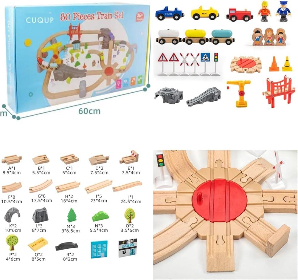 מסלול רכבת גדול מעץ + אביזרים