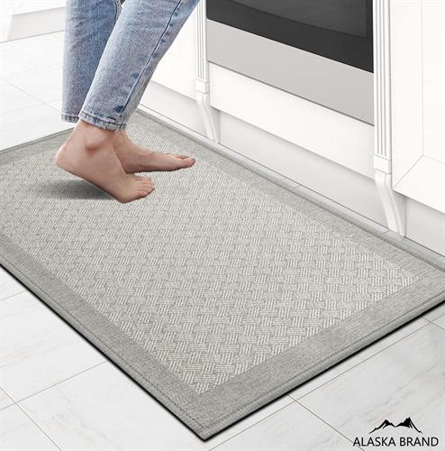 שטיח מטבח איכותי בתוספת גומי בתחתית דגם - נאוס אפור (מתנקה בקלות!)