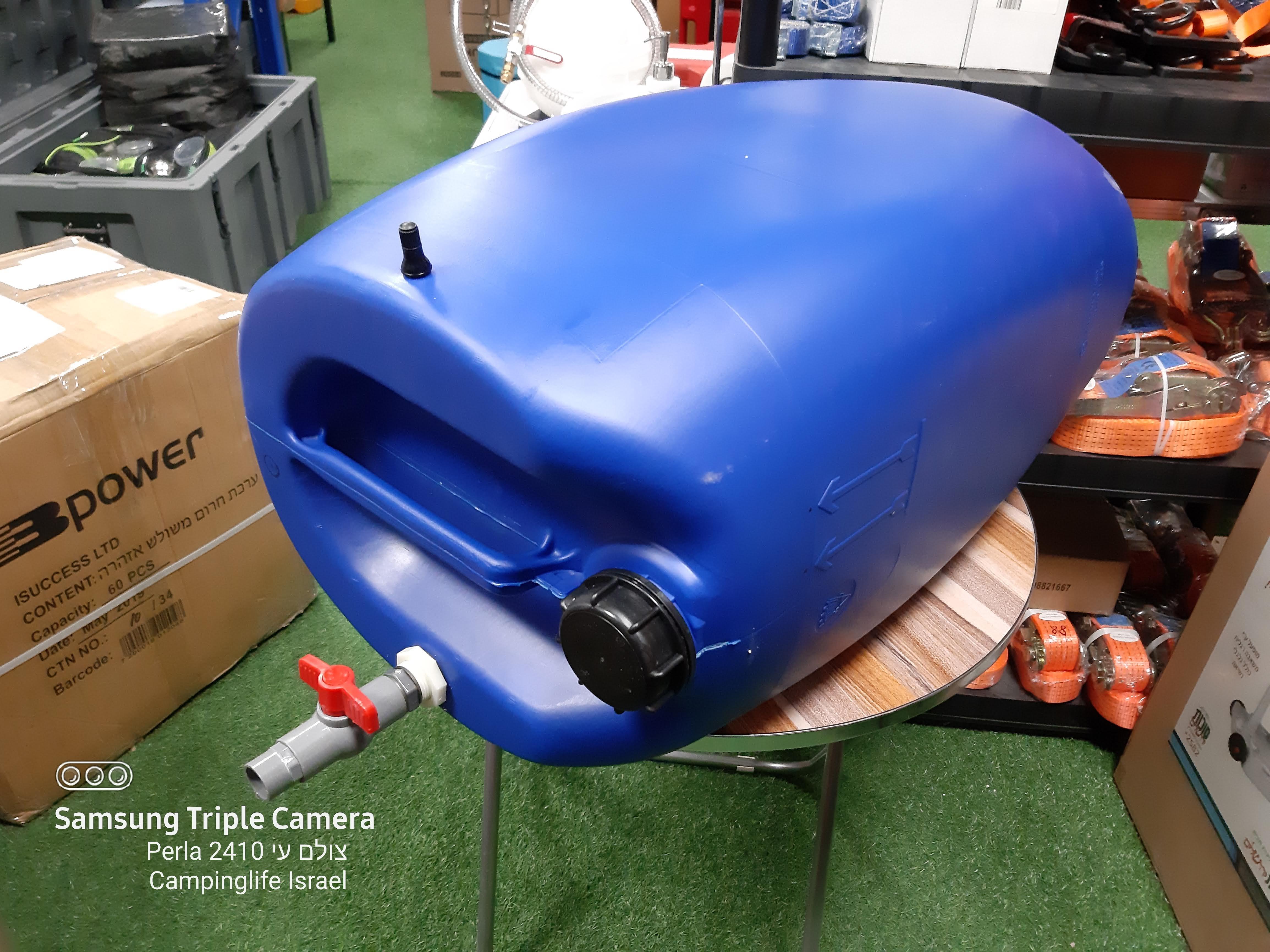 מיכל מים ג'ריקן 60 ליטר בשכיבה עם נשם ופקק מילוי שחור עם ברז הוצאת מים בשכיבה קמפינג לייף מיכל מים ג'ריקן 60 ליטר בשכיבה עם נשם ופקק מילוי שחור עם ברז הוצאת מים בשכיבה קמפינג לייף