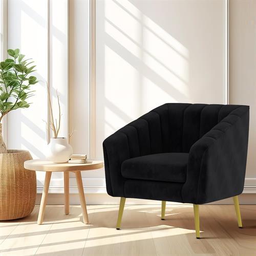 כורסא מעוצבת יוקרתית לבית דגם מרסל בד צבע שחור כורסא מעוצבת יוקרתית לבית דגם מרסל בד צבע שחור