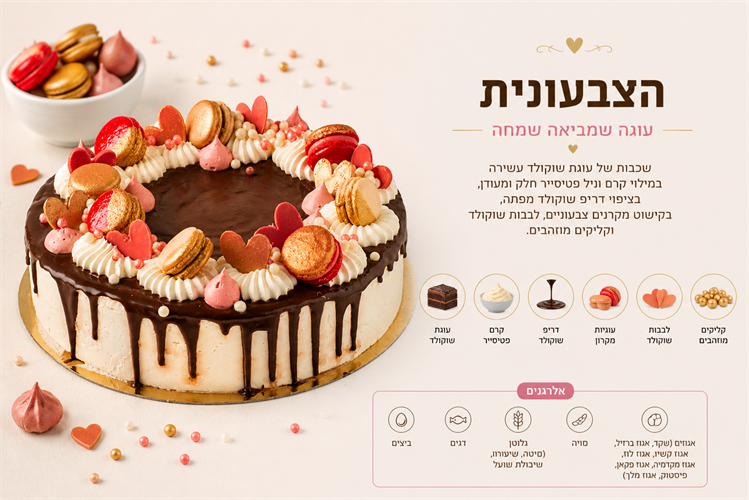 עוגת יום הולדת צבעונית -פרווה