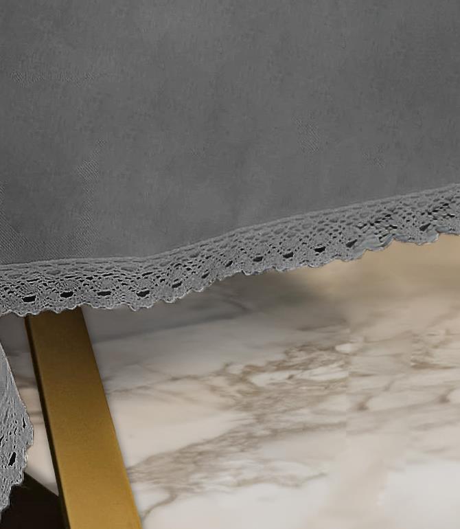 מפת שולחן איכותית בתוספת תחרה דגם - נטורל אפור כהה