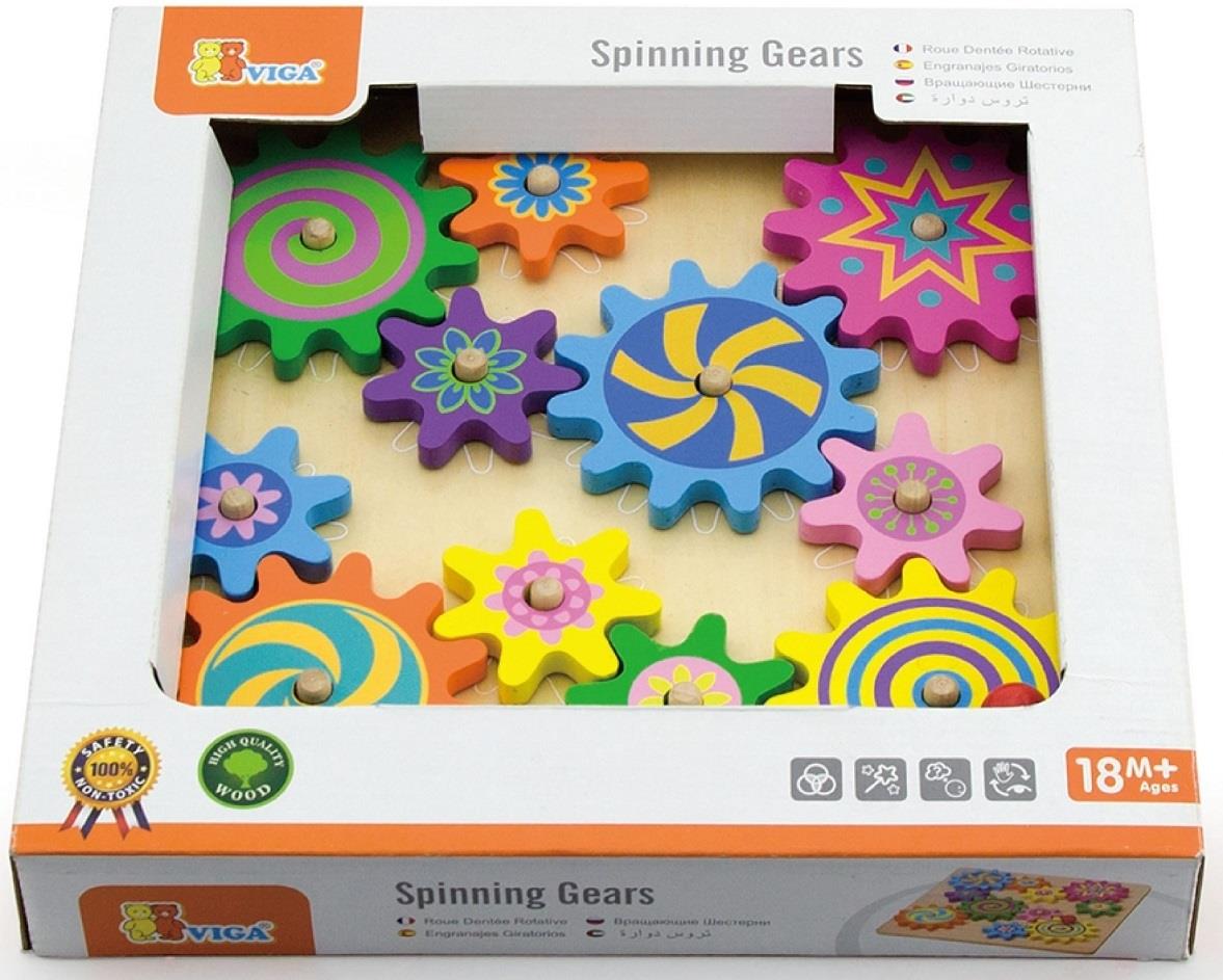 גלגלי שיניים בלוח מעץ