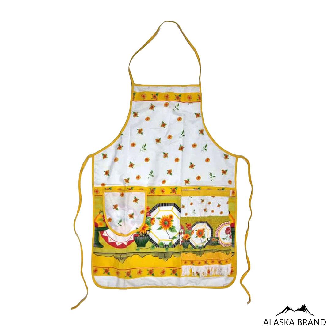 סינר איכותי + מגבת סקוצ' דגם פרחים צהובים - Yellow flowers