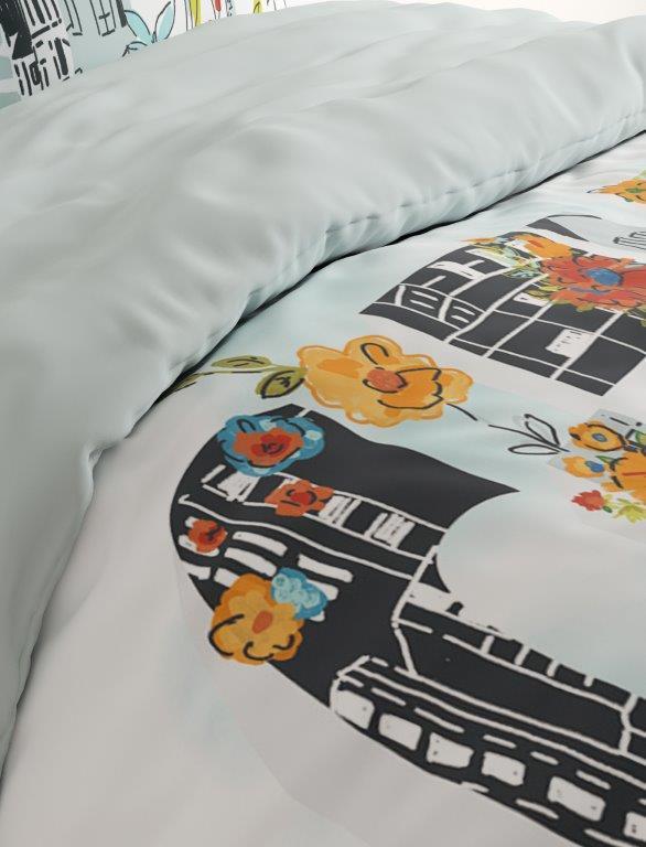 סט מצעים מיטה וחצי 100% כותנה דגם - סיטי