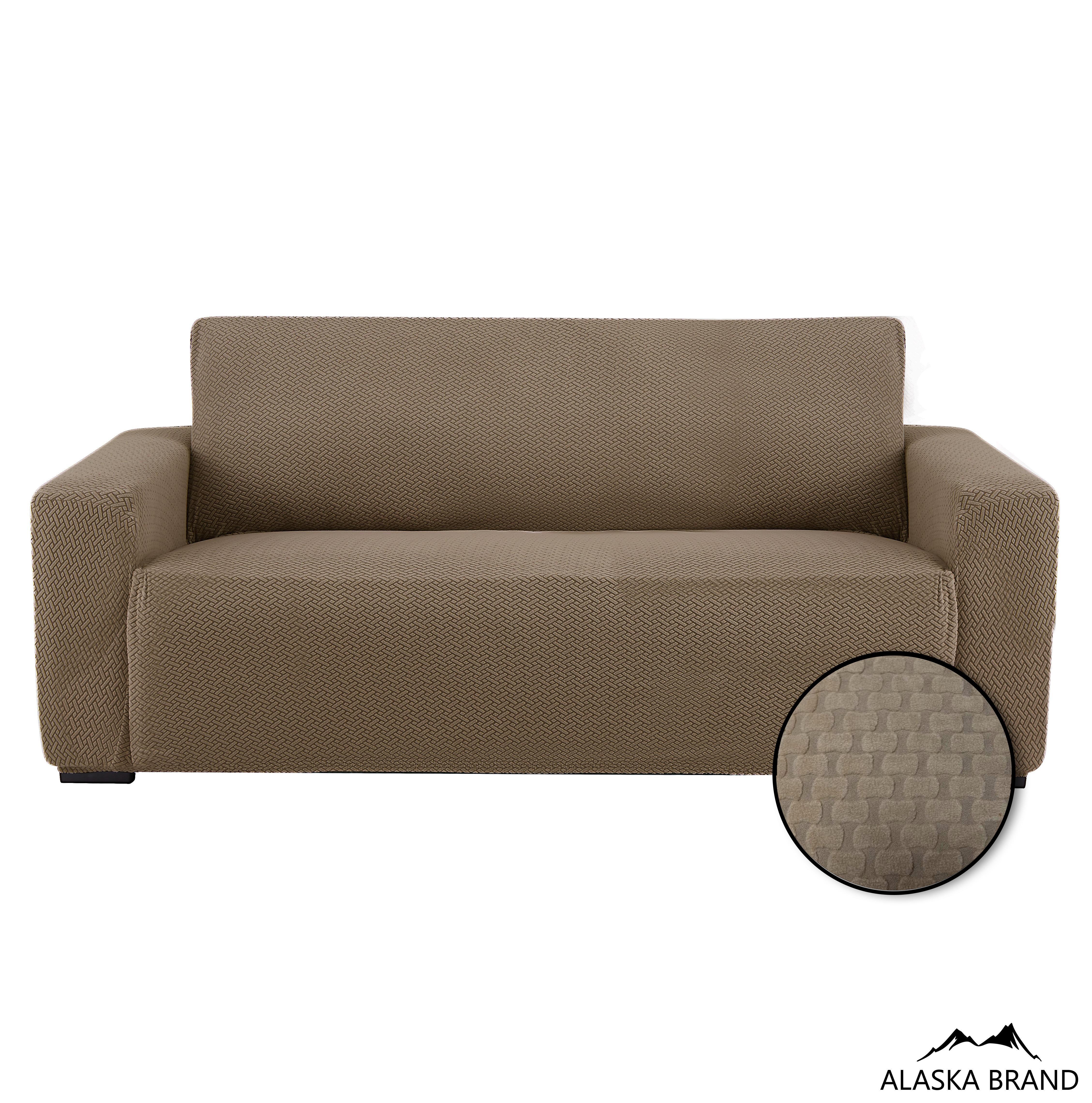 כיסוי לסלון אלסטי 3 חלקים דגם דיסמונט - חום B