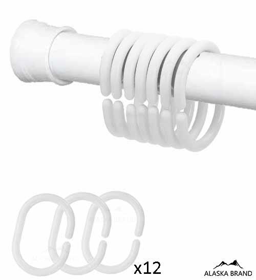 סט טבעות לוילון אמבטיה בצבע לבן (12 יח')