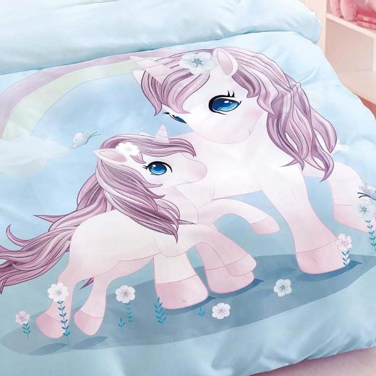 סט מצעים מותגים יחיד 100% אל קמט! דגם Unicorns חדי קרן