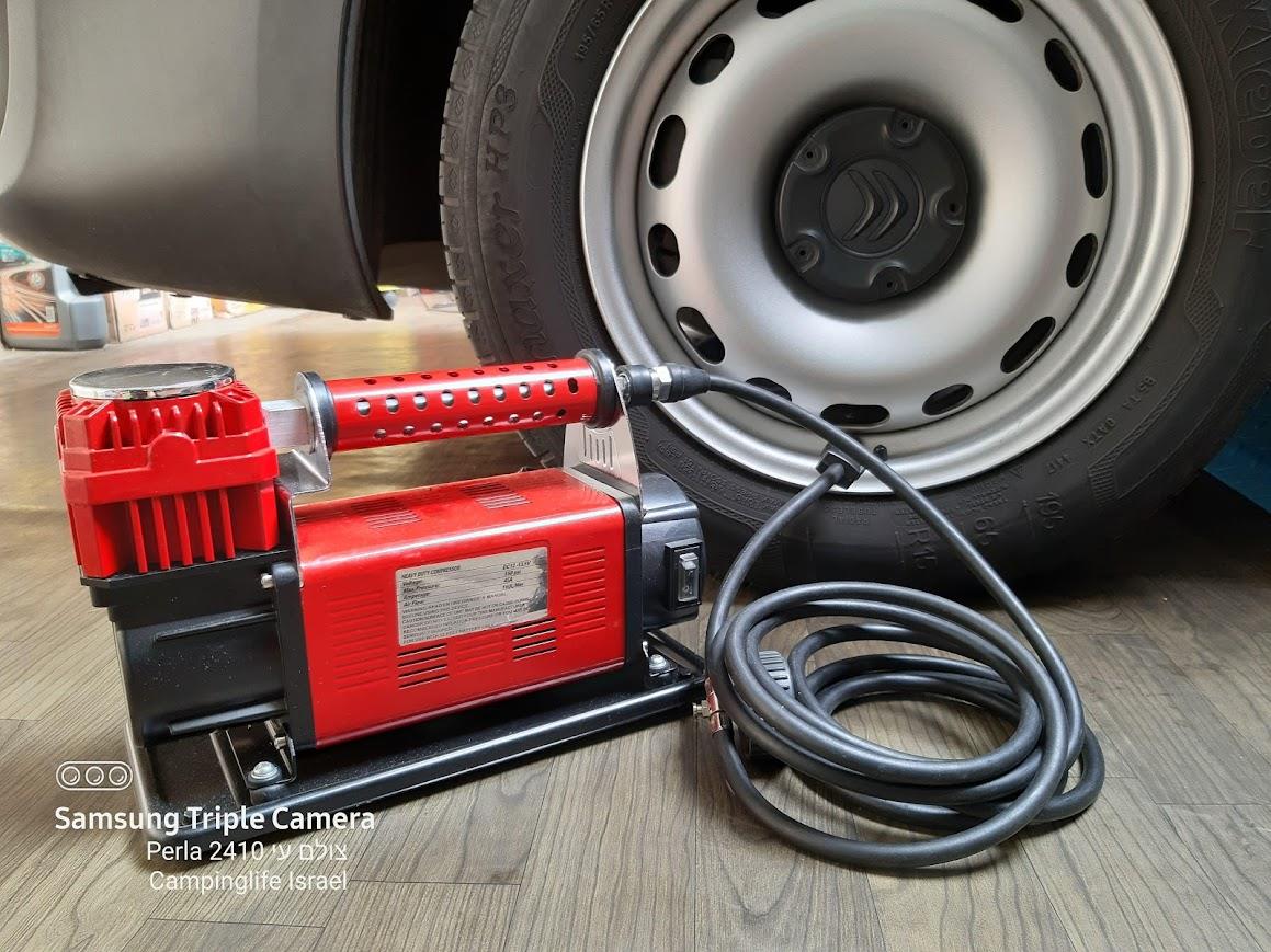 קומפרסור מדחס אוויר מקצועי לרכב כעת צבע אדום קמפינג לייף