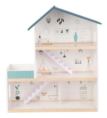 בית בובות מפואר מעץ + ריהוט בית בובות מפואר מעץ + ריהוט