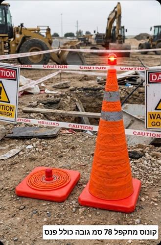 קונוס בטיחות מתקפל 78 סמ כולל פנס מנצנץ ואור זוהר קמפינג לייף קונוס בטיחות מתקפל 78 סמ כולל פנס מנצנץ ואור זוהר קמפינג לייף