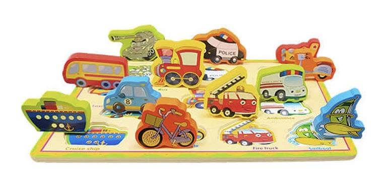 פאזל עץ כלי תחבורה התאמה באנגלית