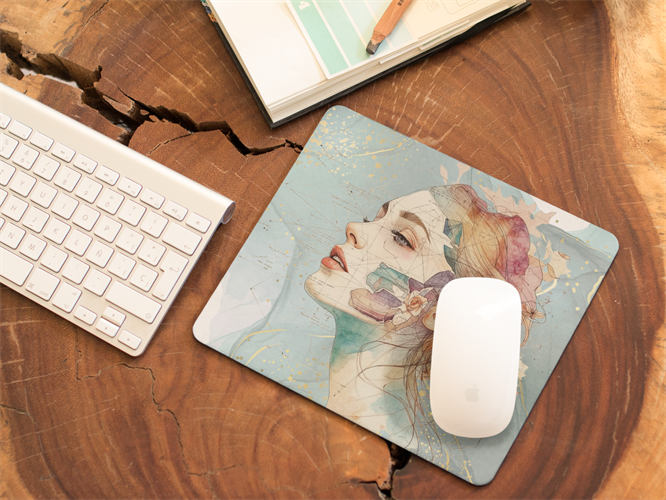 משטח לעכבר איכותי עם הדפסה חדה של דמות נשית מעוררת השראה, בסיס מונע החלקה למראה שולחן עבודה מעוצב ומרשים. משטח לעכבר איכותי עם הדפסה חדה של דמות נשית מעוררת השראה, בסיס מונע החלקה למראה שולחן עבודה מעוצב ומרשים.