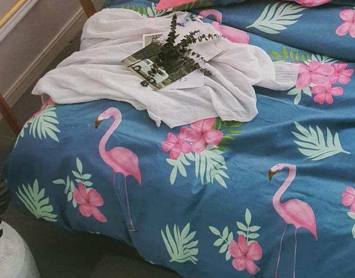 סט מצעים זוגי 100% סאטן אל קמט דגם פלמינגו
