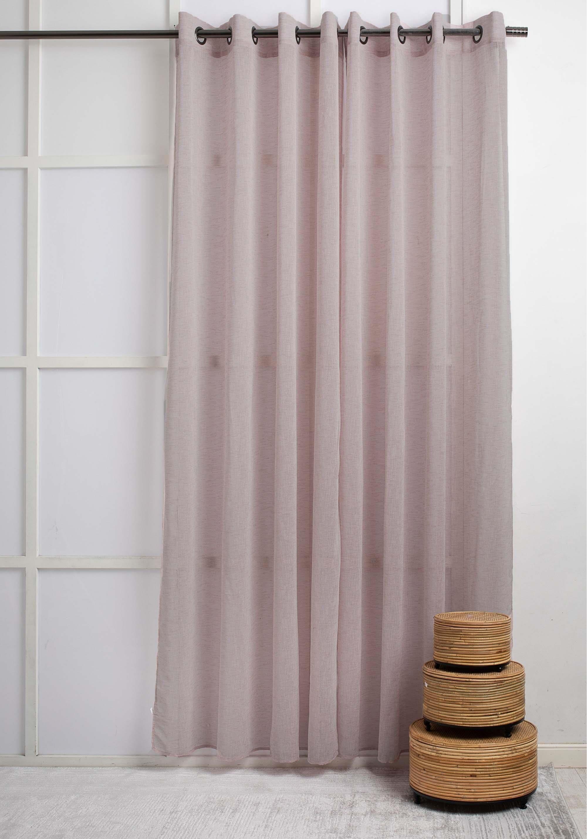 וילון איכותי דמוי פשתן חצי שקוף דגם - טוהר ורוד