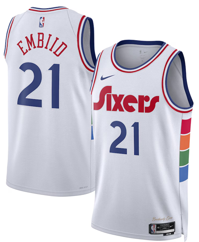 גופיית ג'ואל אמביד פילדלפיה NBA לבנה