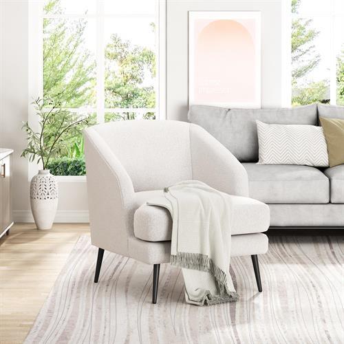 כורסא מעוצבת יוקרתית לבית דגם מקס בד בוקלה צבע לבן כורסא מעוצבת יוקרתית לבית דגם מקס בד בוקלה צבע לבן