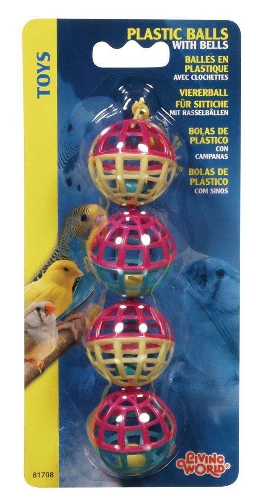 צעצוע לציפורים שרשרת 4 כדורים עם פעמון
