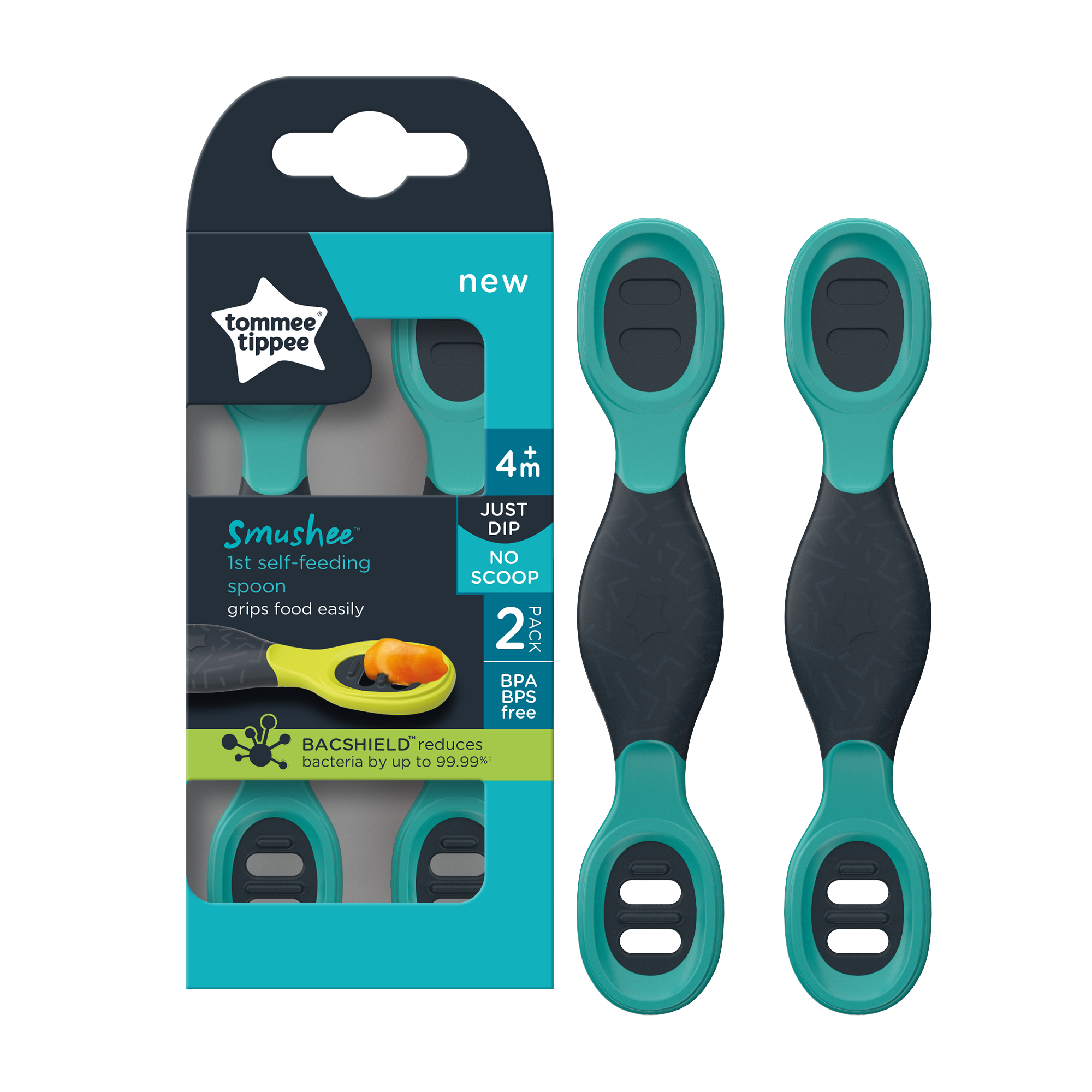 זוג כפיות פטנט לאכילה קלה של התינוק