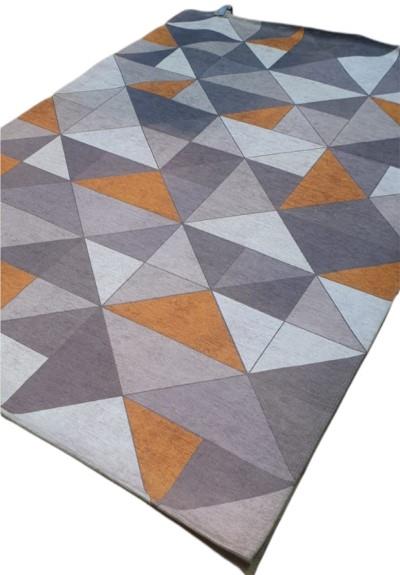 שטיח מודפס גאומטרי אפור כתום