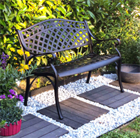 ספסל לגינה ולמרפסת אלומיניום יצוק דגם שיקגו צבע ברונזה