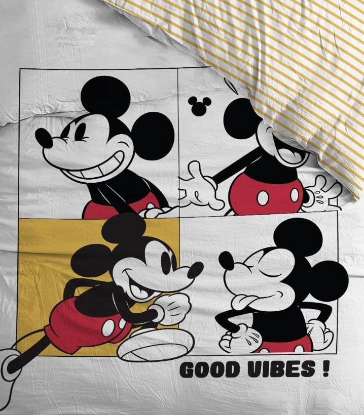 סט מצעים 100% כותנה מותגים - מיקי Good Vibes