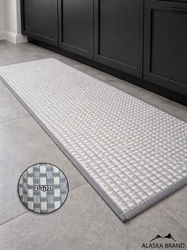 שטיח מטבח רך בתוספת גומי בתחתית דגם - מריו אפור