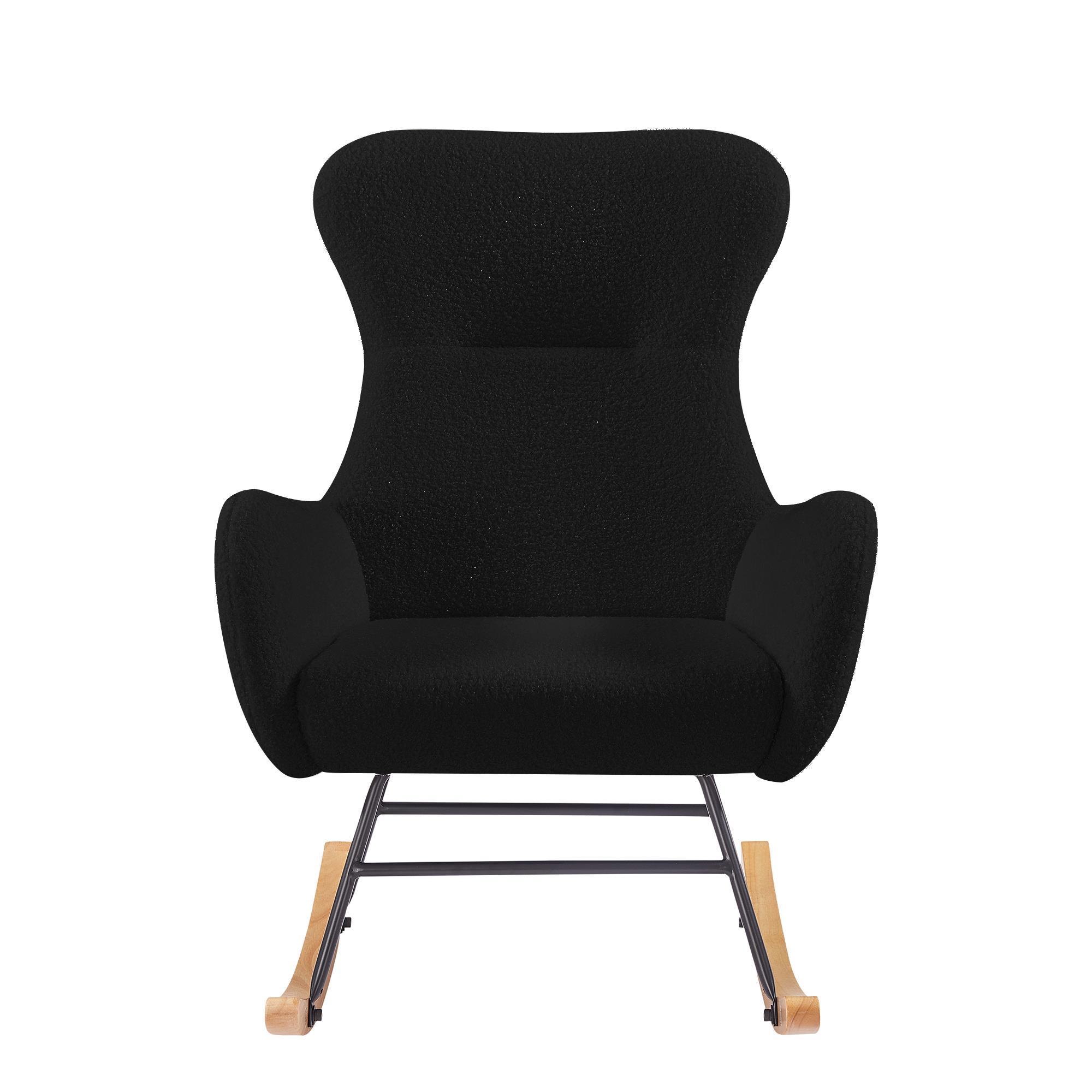 כורסא נדנדה מעוצבת יוקרתית לבית דגם אוסלו בד בוקלה צבע שחור כורסא נדנדה מעוצבת יוקרתית לבית דגם אוסלו בד בוקלה צבע שחור