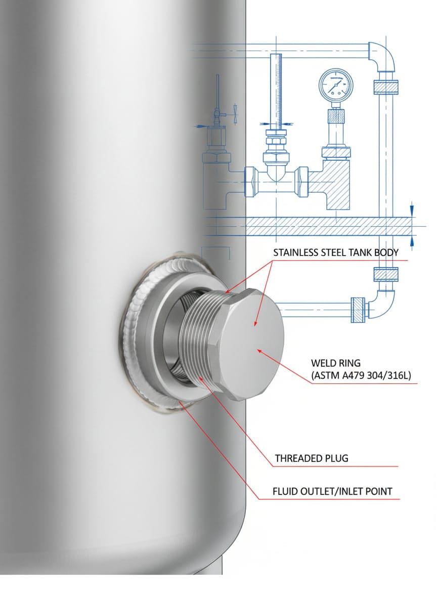 טבעת הלחמה נירוסטה 2 צול ליצרנים עם פקק נירוסטה מכסה הברגה זכר 2 צול BSP קמפינג לייף טבעת הלחמה נירוסטה 2 צול ליצרנים עם פקק נירוסטה מכסה הברגה זכר 2 צול BSP קמפינג לייף