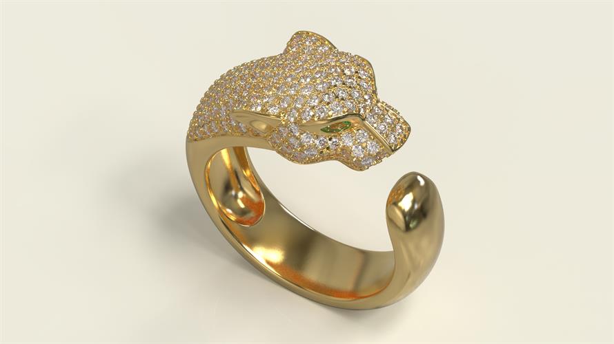 טבעת נמר יהלומים זהב צהוב 14K