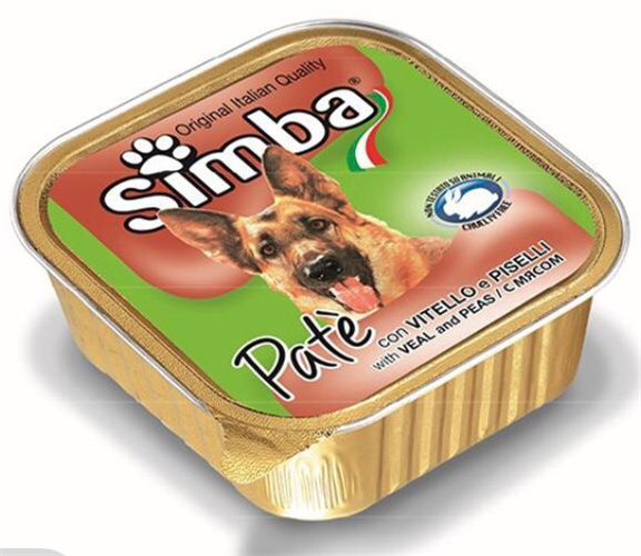 סימבה מעדן פטה לכלב 300 גר -בשר בקר+אפונה-
