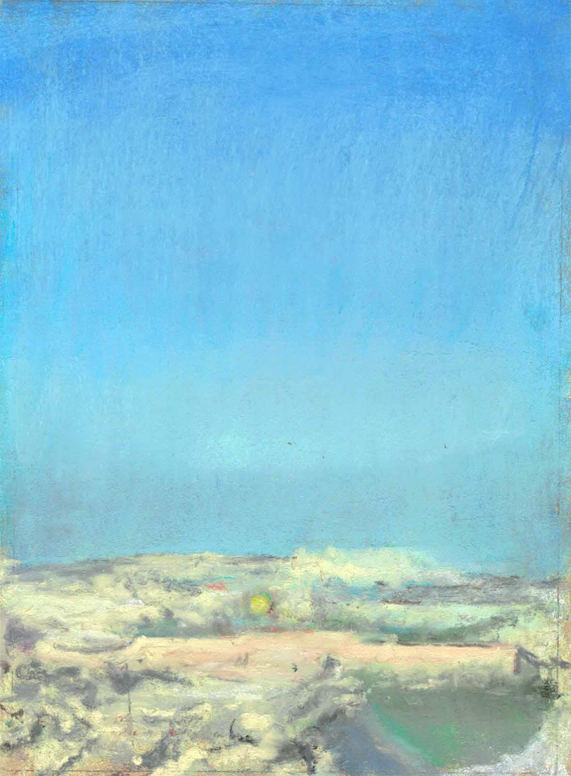 View of Mount Moriah, 2022, chalk on paper, 20x30 cm