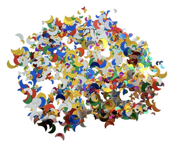 פייטים דגם ירח צבעוני מגוון גדלים ליצירה והדבקה