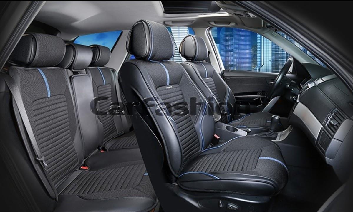 ריפודים נאים לרכב ריפוד כיסוי הגנה נגד לכלוך ושמירה על מושב הרכב צבע שחור נגיעות כחול SECTOR PLUS