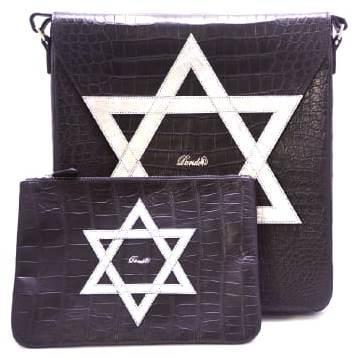 סט כיסויים לטלית ותפילין - עור תנין - מגן דוד