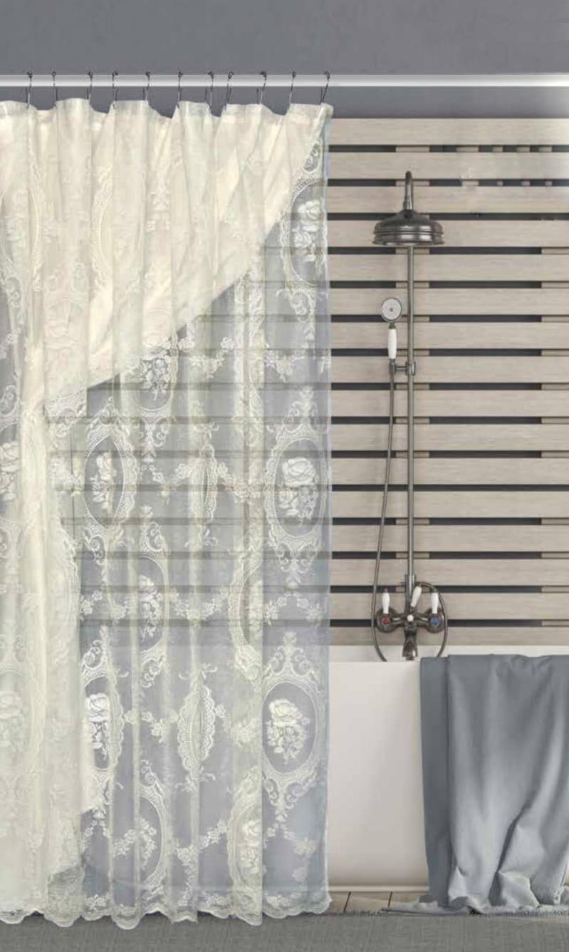 וילון אמבטיה דו שכבתי דגם - יוניק Unique | בז או לבן