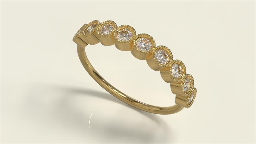 טבעת יהלומים עגולים 0.45 קראט זהב צהוב 14K
