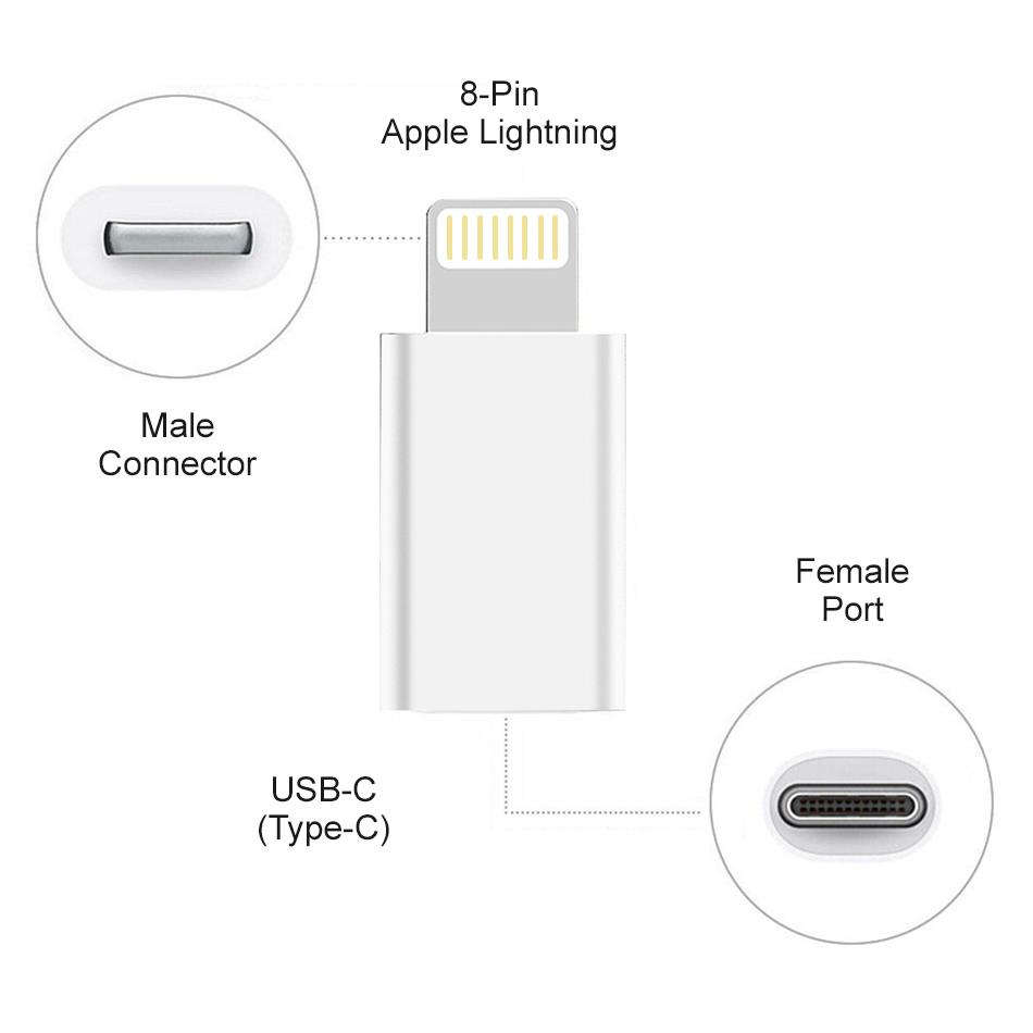 מתאם לאייפון מ- TYPE C נקבה ל APPLE IOS זכר