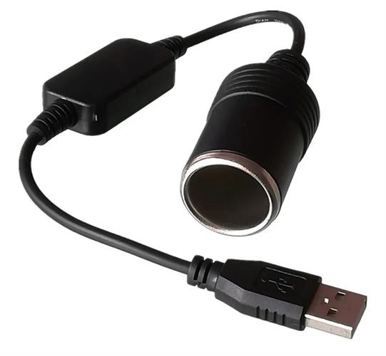 כבל USB מטר 1.2 חיבור בין USB לבין שקע מצית להפעלת מוצרים 12 וולט למכוניות שאין שקע מצית קמפינג לייף