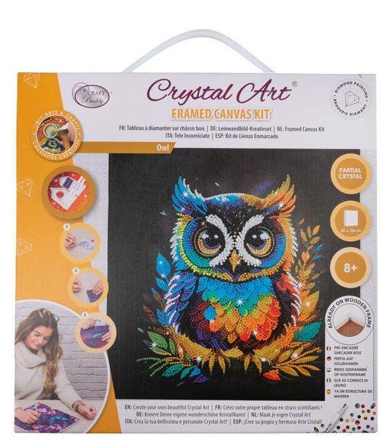 אומנות קריסטל - תמונת קנבס ינשוף 30*30 אומנות קריסטל - תמונת קנבס ינשוף 30*30