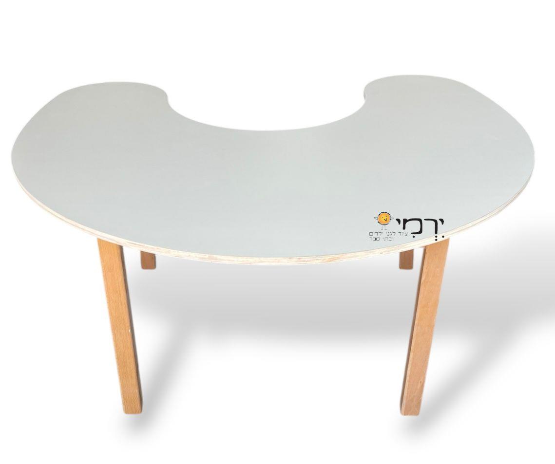 שולחן פרסה רגל עץ - 8 ילדים
