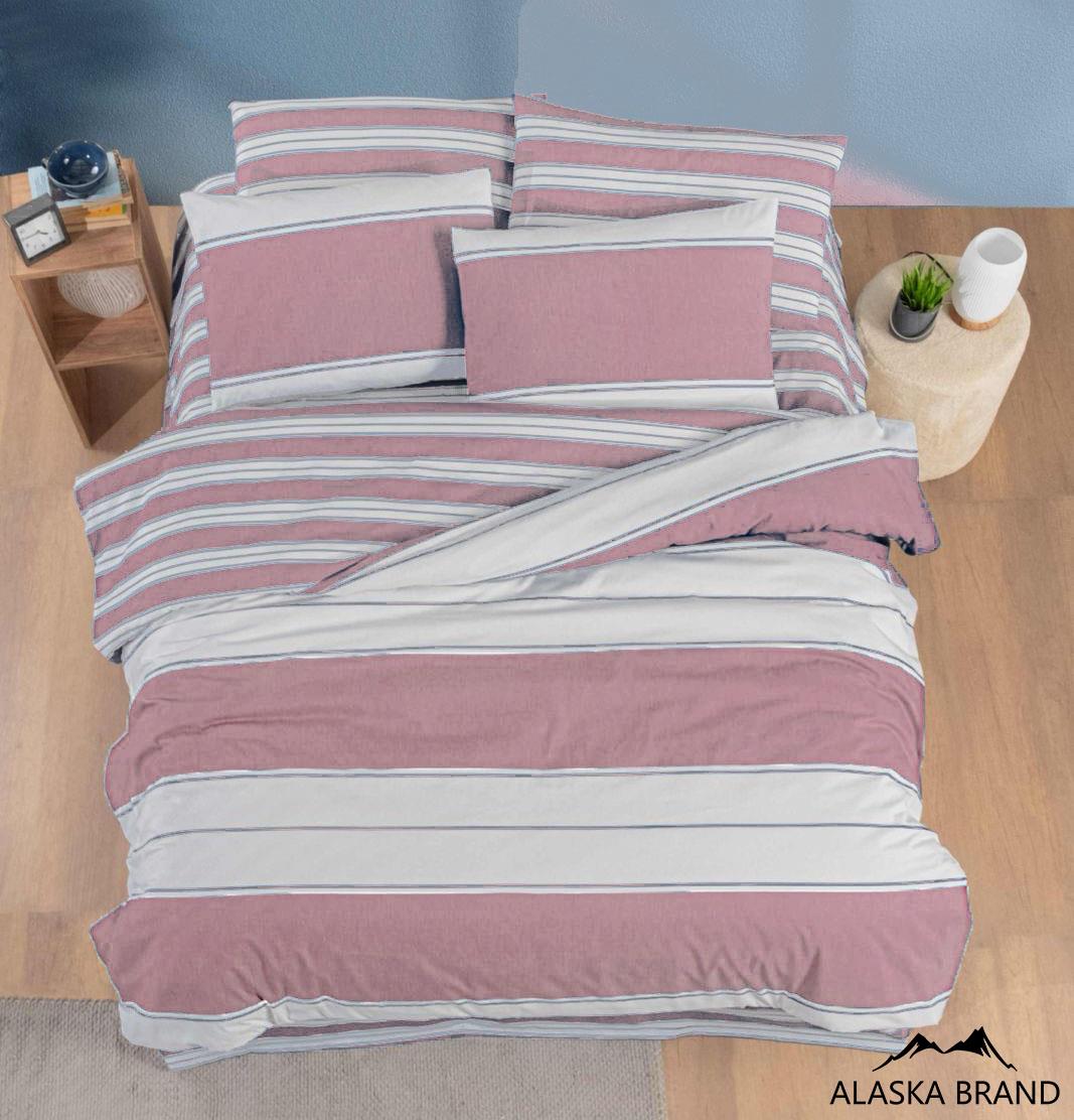 מצעים יחיד 100% כותנה - דגם MADRAS צבע פודרה