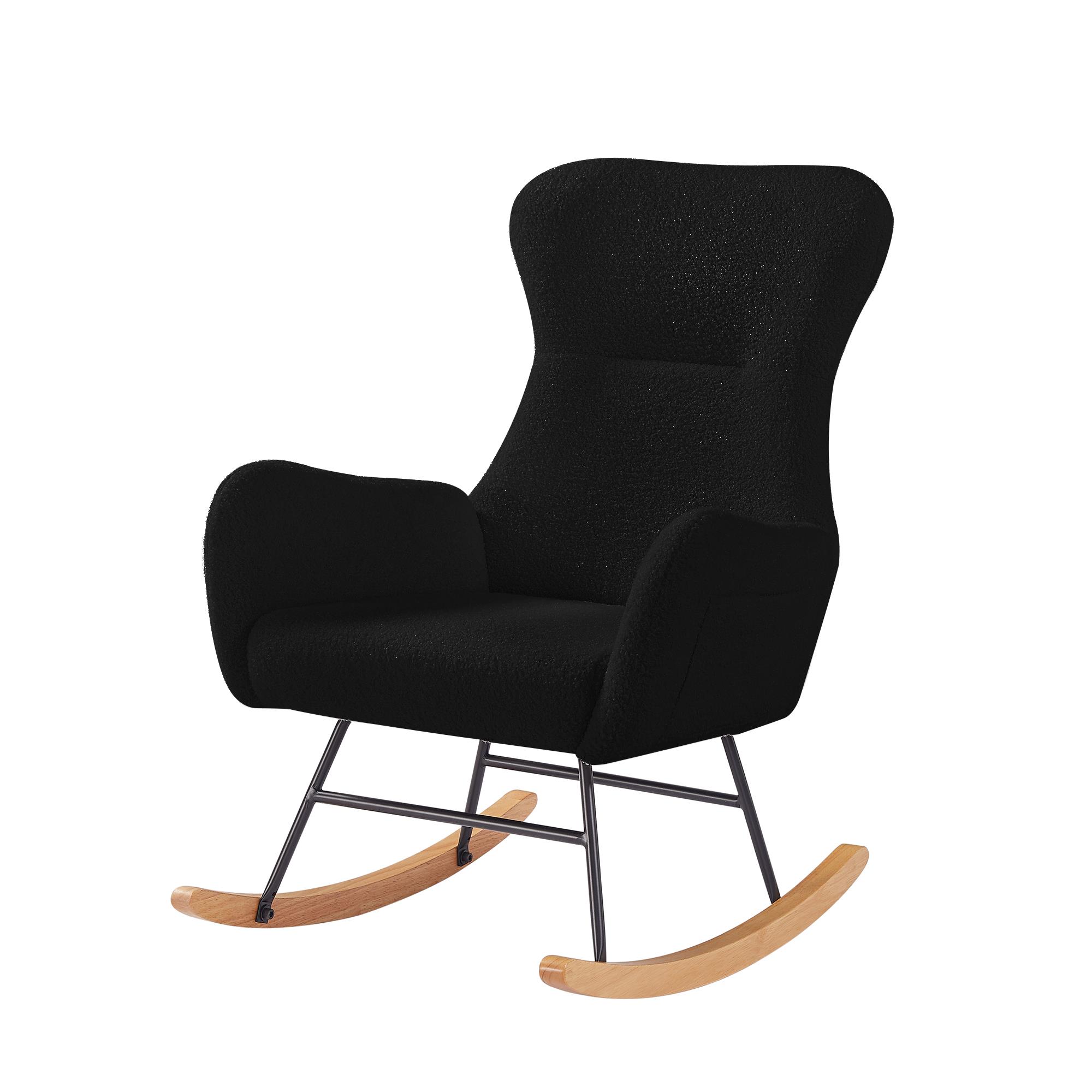 כורסא נדנדה מעוצבת יוקרתית לבית דגם אוסלו בד בוקלה צבע שחור