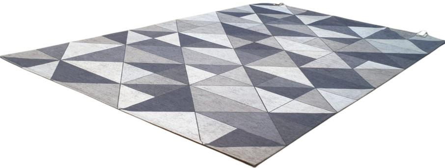 שטיח מודפס גאומטרי אפור
