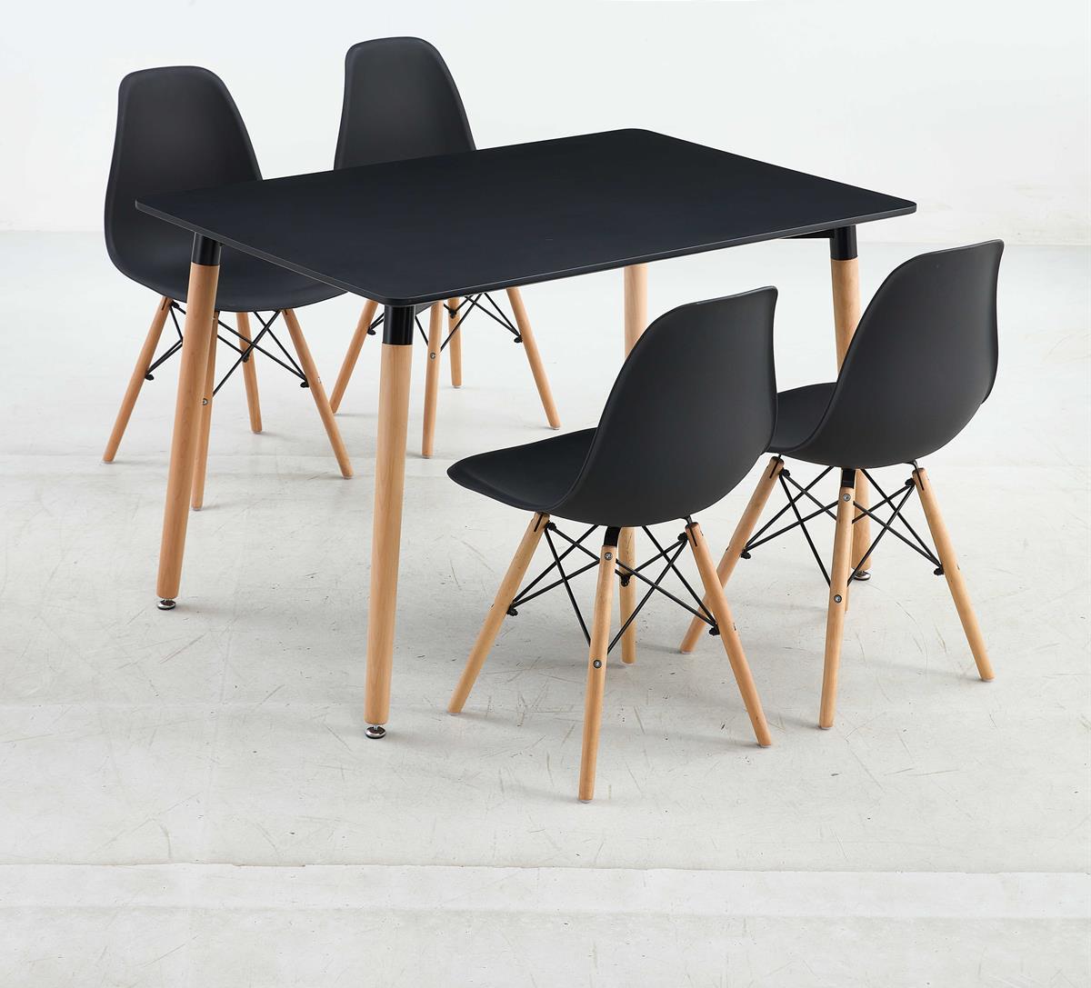 פינת אוכל לבית דגם פריז צבע שחור + 4 כסאות